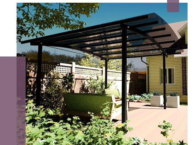 Навесы для террасы в Барнауле от 12898 руб. под ключ | ПРОЛЁТ-Брн