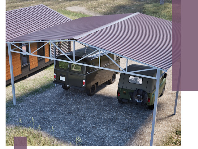 Двускатные навесы под ключ в Барнауле — изготовление и монтаж